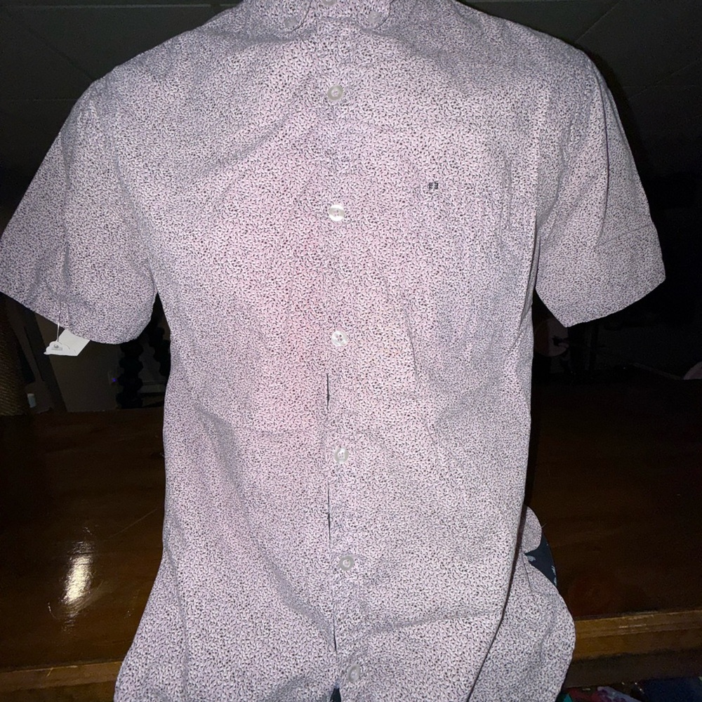 Men's Casual Pink Patterned Button Down Shirt size Large